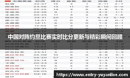 中国对阵约旦比赛实时比分更新与精彩瞬间回顾